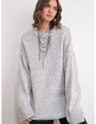 Mixray Pulover dama - supradimensionat - gri - textil -