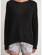 Mixray Pulover dama - supradimensionat - umeri cazuti - negru - tricot -
