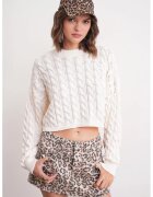 Mixray Pulover dama - Tricot - Alb - Guler rotund -