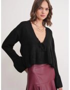 Mixray Pulover dama - Tricot - Negru - Decolteu in V -