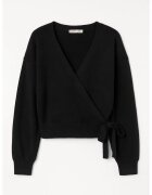 Mixray Pulover - Ribbed V-Neck cu cravata frontala - Negru - Tricot -