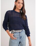 Mixray Pulover scurt - texturat - bleumarin - poliester - One Size