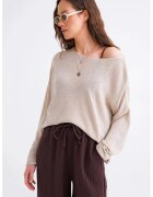 Mixray Pulover tricotat oversize - umeri cazuti - gri -