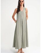 Mixray Rochie Maxi Decolteu in V - Verde salvie - Textil