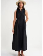 Mixray Rochie maxi - HiCCUP - guler tippet - nasturi - negru - textil