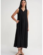 Mixray Rochie Maxi Midi - decolteu in V - negru - textil