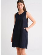 Mixray Rochie midi - bumbac - albastru marin - cu guler rotund - cu buzunare