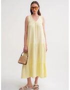 Mixray Rochie midi fara maneci - galben - bumbac - cu buzunare