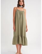 Mixray Rochie Midi HiCCUP - cu volane - verde salvie - textil