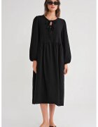 Mixray Rochie Midi HiCCUP - decolteu in V - negru - textil