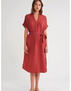 Mixray Rochie midi rosu caramiziu - cu maneca scurta - textil