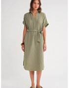 Mixray Rochie midi verde - cu maneca scurta - textil