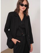 Mixray Sacou dama - cu maneci lungi - buzunare - negru - textil