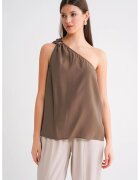 Mixray Top dama - guler asimetric - maro mocca - textil