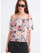 Mixray Tricou dama - imprimeu floral - umeri goi - multicolor - textil