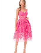 MIYU Rochie din tul fara maneci cu broderie - Fucsia