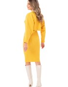 MIYU Set de rochie cu croiala bodycon si bluza crop - 2 piese - Galben sofran