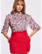 Moe Bluza cu volane cu flori - - Multicolor