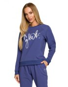 Moe Bluza de dama . Cu motiv. Bumbac. Elastan. Albastru - Albastru