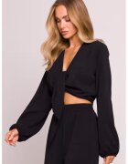 Moe Bluza scurta cu maneci lungi bufante - - Negru