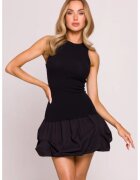 Moe Rochie mini cu fusta creponata - - Negru