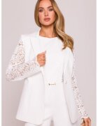 Moe Sacou dama cu maneci din dantela - - Alb