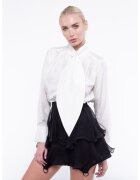 Monarh design Camasa alba din shantung de matase cu esarfa oversized