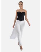 Monarh design Pantaloni conici cu fronseu si volan lateral
