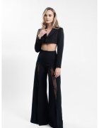 Monarh design Pantaloni evazați cu inserții din dantelă Chantilly