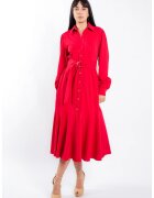 Monarh design Rochie camasa cu cordon si fusta ampla - Rosu