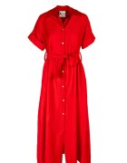 Monarh design Rochie camasa midi cu buzunare si cordon - Rosu