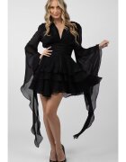 Monarh design Rochie cu volane si maneci fluide