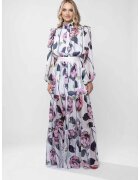 Monarh design Rochie lunga cu guler inalt si imprimeu floral pictural