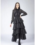 Monarh design Rochie lunga cu volane ample si imprimeu polka dots