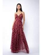 Monarh design Rochie lunga din matase cu bretele si imprimeu cu buline