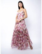 Monarh design Rochie lunga din matase cu bretele si imprimeu cu buline - Multicolor