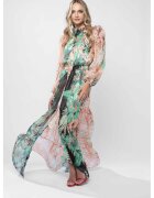 Monarh design Rochie lunga din voal cu imprimeu tropical