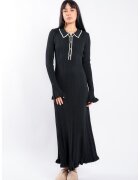 Monarh design Rochie midi Black cu guler contrastant - Negru