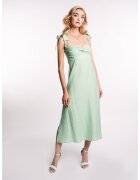 Monarh design Rochie midi din in cu bust fronsat - Verde