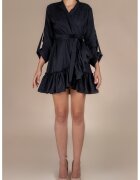 Monarh design Rochie petrecuta cu mansete late si volan Black