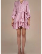 Monarh design Rochie petrecuta cu mansete late si volan Pink