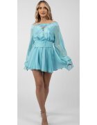 Monarh design Rochie scurta cu snur frontal si maneci ample