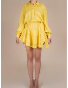 Monarh design Rochie scurta cu volane din in - Galben