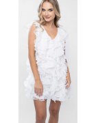 Monarh design Rochie scurta cu volane si spate decupat - Alb