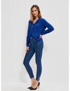 MOODO Blugi skinny cu butoni decorativi - Albastru