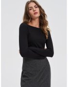 MOODO Bluza Fitted cu Maneci Lungi Neagra - Negru
