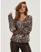 MOODO Bluza maro cu decolteu in V - Roz deschis