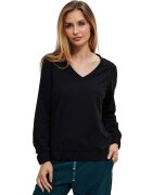 MOODO Bluza neagra cu decolteu in V - marime XS - 60% poliester - 37% bumbac