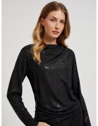 MOODO Bluza neagra cu decolteu plisat si maneci lungi - Negru