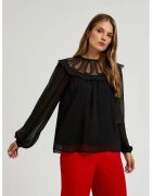 MOODO Camasa neagra cu decolteu decorativ - Negru